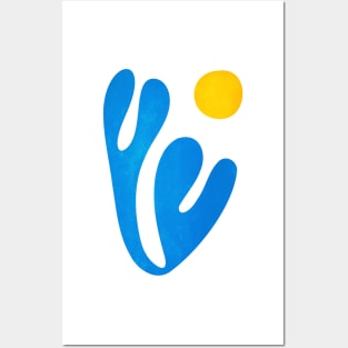 Blue Leaf & Sun: Matisse Paper Cutouts I Posters and Art
